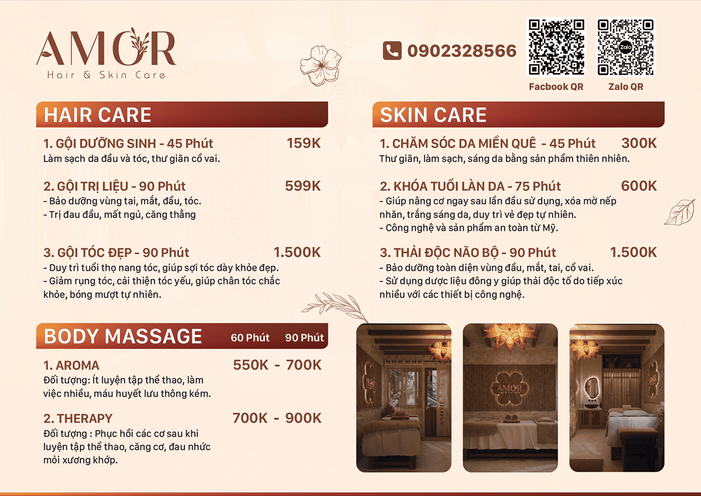 menu amor spa